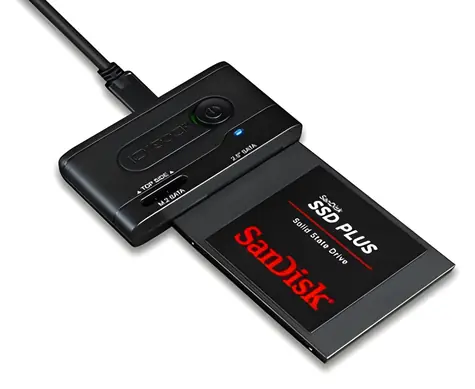 ICY BOX MB031U-1SMB černá / Adaptér / USB-C - 2,5" SATA / M.2 SATA SSD / USB 3.2 Gen 1
