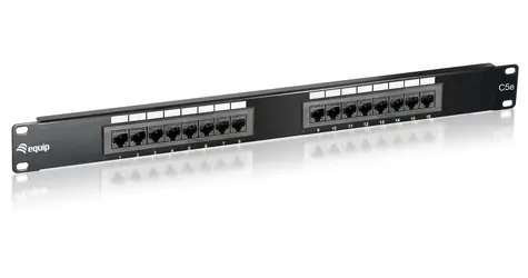 Equip 16-Port černá / Patch panel / Cat5e / UTP / 1U / 19"