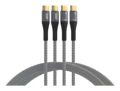 EFB USB-C šedá / Kabel USB-C / 2× 1 m / 100 W PD / E-Marker / USB 2.0