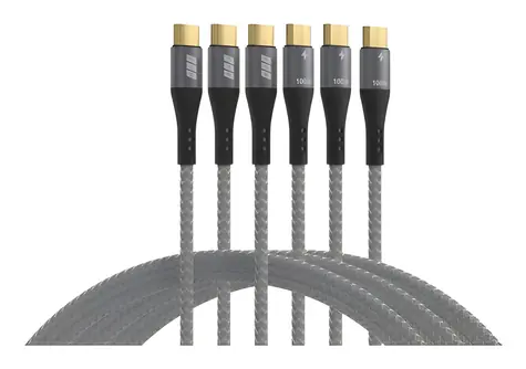 EFB Kabelset USB-C - USB-C černá, šedá / Nabíjecí kabel / 100W PD 3.0 / 5A E-Marker / 3x 0,5+1+2m