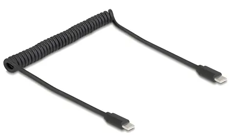 DeLock USB-C / Spirálový USB kabel / USB 2.0 / USB-C - USB-C / 0,45-0,75 m / 2 A / černý