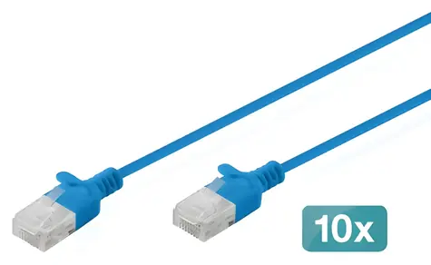 Digitus modrý / Patch kabel / Cat6 U/UTP Slim / 2 m / 10 ks