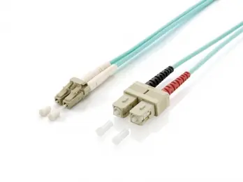 Equip tyrkysová / Optický patch kabel / LC-SC / Multimode OM3 / Duplex / 10 m