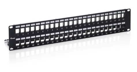 Equip černá / Patch panel / 19" / 48 portů / 2U / stíněný Cat6 / LSA-110