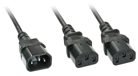 Lindy IEC Y-kabel C14 - 2x C13 černá / Napájecí kabel / 2 m