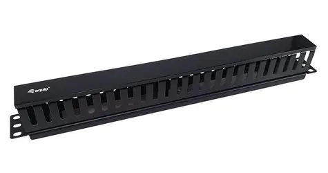 Equip 19" Kabelmanagement černá / Panel pro správu kabelů / 1U / snímatelná zadní deska