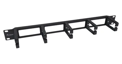 Equip 19" černá / Vyvazovací panel / 1U / 5x plastová úchytka / Plast, ocel