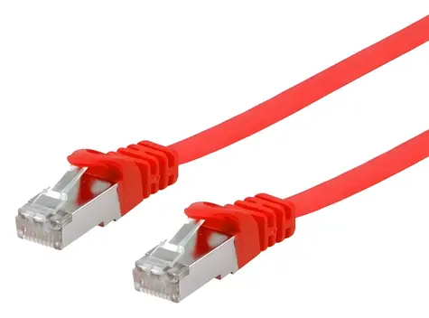 Equip Cat6a U/FTP plochý červená / Patch kabel / 5 m / LSZH / AWG 30/7