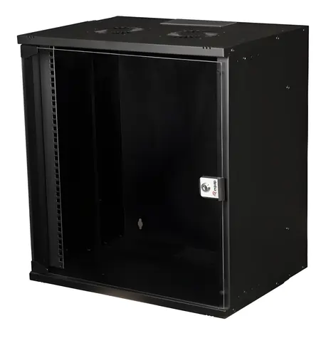 Equip Eco černá / Nástěnná skříň / 12U / 19" / 540x400 mm / skleněné dveře