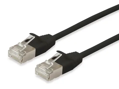 Equip SlimFlex černá / Patch kabel / Cat6a / F/FTP / 0,15 m