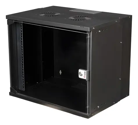 Equip ECO černá / Nástěnná skříň / 19" / 9U / skleněné dveře / 540 x 400 mm