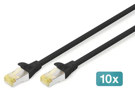 Digitus černá / Patch kabel / CAT 6A / S/FTP / 0,25 m / 10 ks