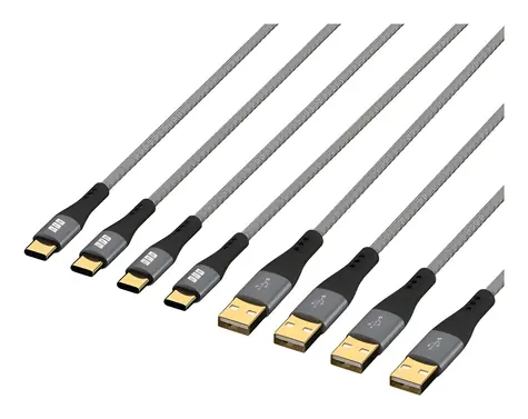 EFB USB-A - USB-C 60W šedá / Sada nabíjecích kabelů / 4x 0,5+1+2+3 m / Quick Charge 3.0 / textilní opláštění