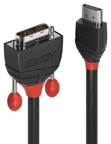 Lindy Black Line HDMI - DVI-D černá / Propojovací kabel / Single Link / 5 m / max. 1920 x 1200 px