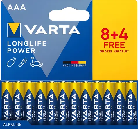 Varta Longlife Power AAA 12 ks (8+4) / Baterie / 1.5V / alkalická