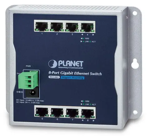 Planet WGS-803 / Switch / 8x RJ-45 10/100/1000 / Neřízený / Nástěnný