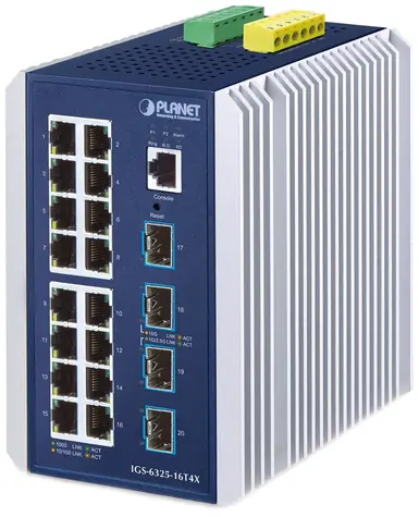 Planet IGS-6325-16T4X / Switch průmyslový L3 / 16x 1Gb RJ-45 / 4x 1G SFP / -40 až 75°C / IP30