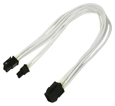 Nanoxia NXP683EW bílá / Prodlužovací kabel / PCI-E (6+2 pin) - PCI-E (6-pin) / 30 cm