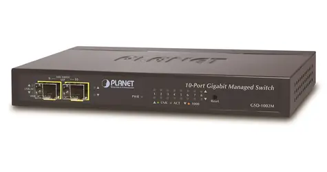 Planet GSD-1002M / Switch / 8x Gigabit RJ-45 / 2x SFP / Managed L2/L4 / PoE