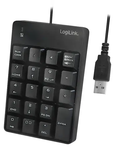 LogiLink Keypad černá / Numerická klávesnice / USB-A / 19 kláves