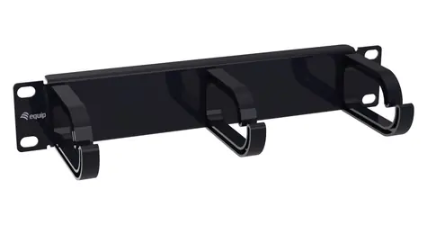 Equip 10" černá / Vyvazovací panel / 1U / 3x plastová úchytka