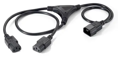 Equip C14 - 2x C13 černý / Y napájecí kabel / 1,6 m / 250 V / 10 A