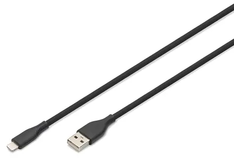 Digitus černá / Nabíjecí a datový kabel / USB-A - Lightning / silikonový / MFI / 1 m