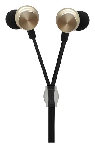 2GO In-Ear Luxury Zipper-Style zlatá / Sluchátka do uší s mikrofonem / 3,5 mm jack / drátová