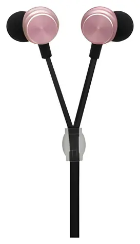 2GO In-Ear Luxury Zipper-Style růžová / Sluchátka do uší s mikrofonem / 3,5 mm jack / drátová / 3 velikosti nástavců