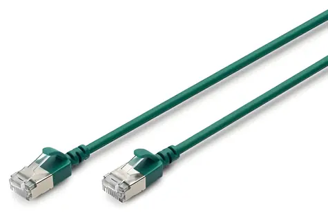 Digitus CAT 6A F/FTP Slim zelený / Patch kabel / 5m / AWG 32/7 / 10 Gbit/s / PoE+