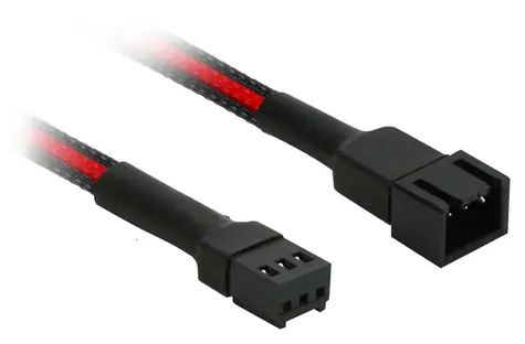 Nanoxia Molex 3-pin 30cm černá, červená / Prodlužovací kabel / opletený (sleeve)