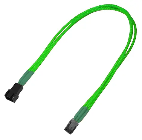 Nanoxia Molex 3-pin neon-zelená 30 cm / Prodlužovací kabel / Single Sleeve