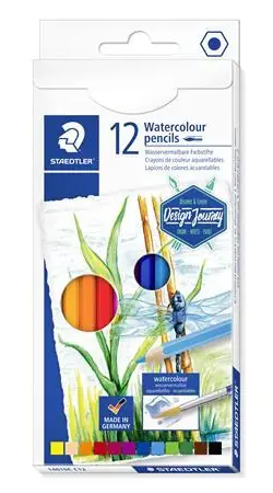 STAEDTLER Akvarelové pastelky / 12 ks / šestihranné / vodou rozmývatelné / PEFC