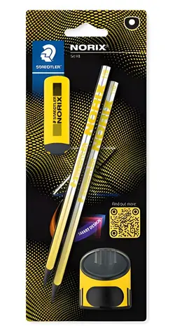 Staedtler Norix HB Set žlutá/černá / Sada grafitových tužek / HB / 2x tužka / ořezávátko / guma