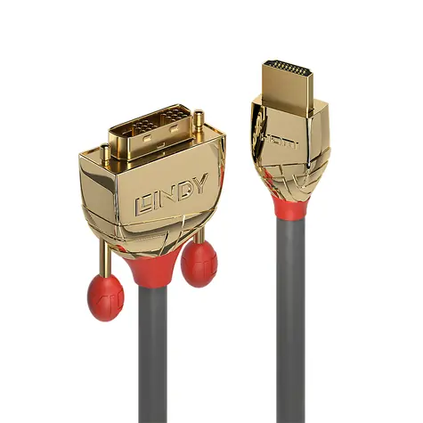 Lindy Gold Line / Video kabel HDMI - DVI-D / 15 m / pozlacené konektory / max. 1920x1200