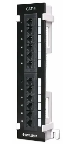 Intellinet Patch panel Cat6 UTP černý / 12 portů / RJ-45 / do racku