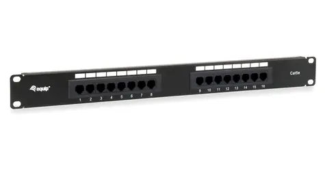 Equip 19" / Patch panel / 16x RJ-45 / Cat5e UTP / 1U / černý