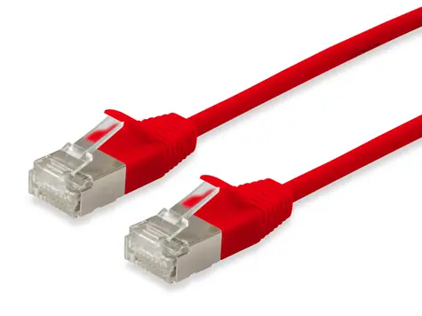 Equip SlimFlex červená / Patch kabel / Cat6a / F/FTP / 15 m / PoE+