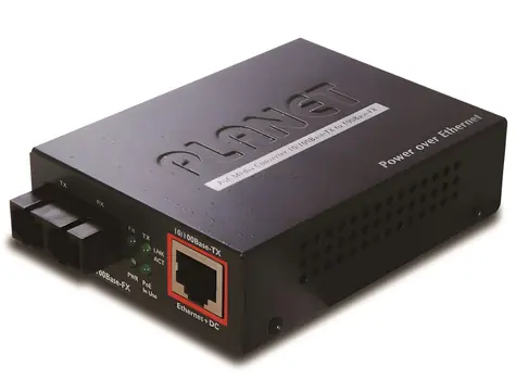 Planet PoE mediakonvertor 10/100Base-TX/100Base-FX / Mediakonvertor / Multi-mode / SC / 2 km