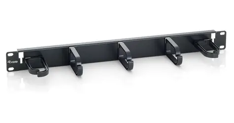 Equip 19" černá / Vyvazovací panel / 1U / 5x plastová úchytka / ocel, plast
