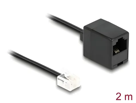 DeLock černá / Telefonní kabel / RJ11 (M) - RJ45 (F) / plochý / 2 m