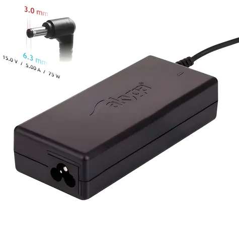 Akyga AK-ND-14 / Napájecí adaptér pro notebook Toshiba / 15V / 5A / 75W / 6,3x3,0 mm