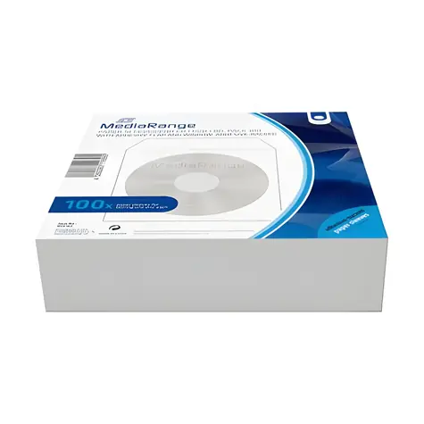 MediaRange BOX162 bílá / Papírový obal na CD/DVD / s okénkem / 100 ks / 124 x 124 mm