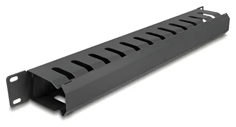 Delock Panel pro organizaci kabelů 19" černá / Kabelový organizér / 1U / Kov