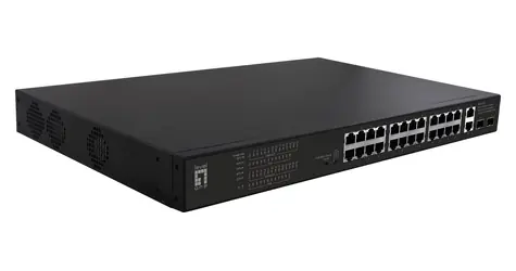 LevelOne FGP-2831 / Switch / 24x FE PoE+ / 2x GE / 2x SFP / 390W / 19" / Neřízený