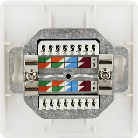 Schwaiger STP Cat6 bílá / Datová zásuvka / 2xRJ45 / pod omítku / stíněná
