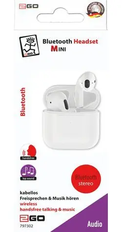 2GO TWS Mini bílá / Bezdrátová sluchátka do uší / Bluetooth / mikrofon / nabíjecí pouzdro