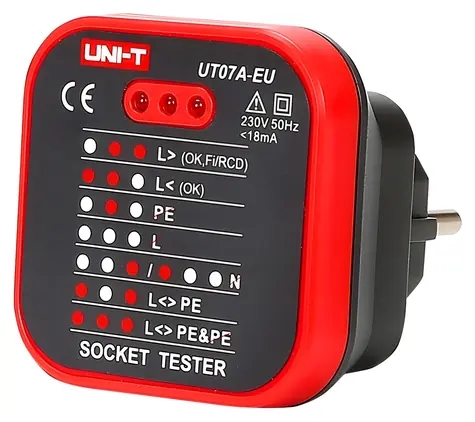 UNI-T UT07A-EU / Zkoušečka zásuvek / 230V / LED indikace poruch