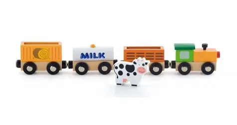 VIGA Dřevěný farmářský vlak / 5 dílů / od 3 let