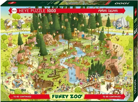 HEYE Puzzle Šílená ZOO: Expozice Černý les / 1000 dílků / 70 × 50 cm